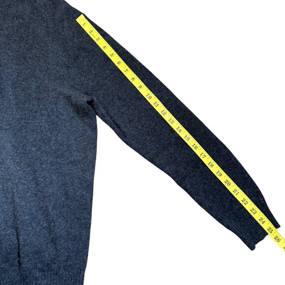 Alan Flusser 100% Cashmere Quarter Zip Sweater Men's Elbow Patches Grey M - Picture 4 of 7